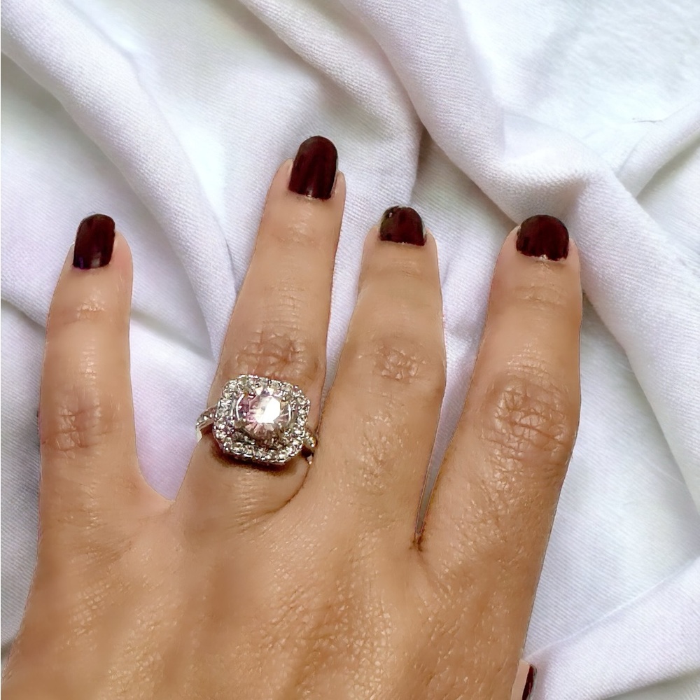 Beautiful Sterling Silver Fashion Ring With Pink Cupid Zirconia
